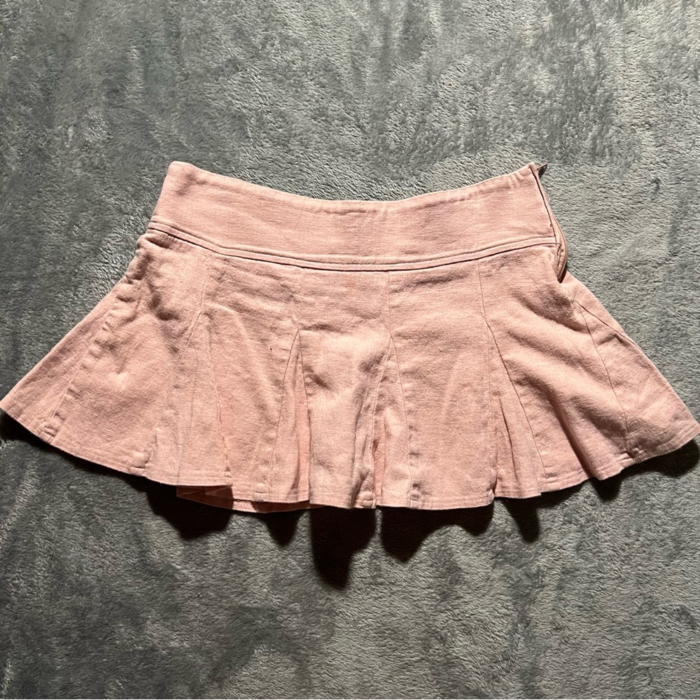 Baby Pink Micro Mini Pleated Skirt